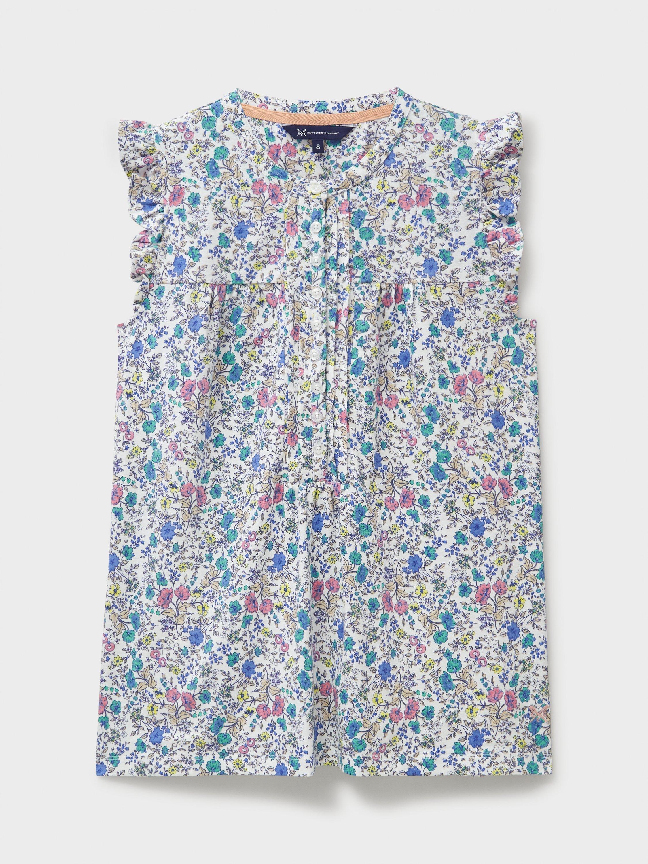 Product image 5 of 5, which shows Crew Clothing Lydia Floral Sleeveless Top, White/Multi, 6