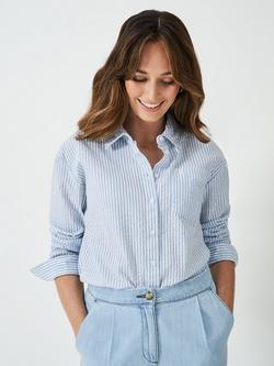 Crew Clothing Stripe Relaxed Fit Seersucker Shirt, Light Blue/White, Light Blue/White