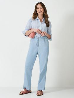 Crew Clothing Stripe Relaxed Fit Seersucker Shirt, Light Blue/White - view 2, Light Blue/White