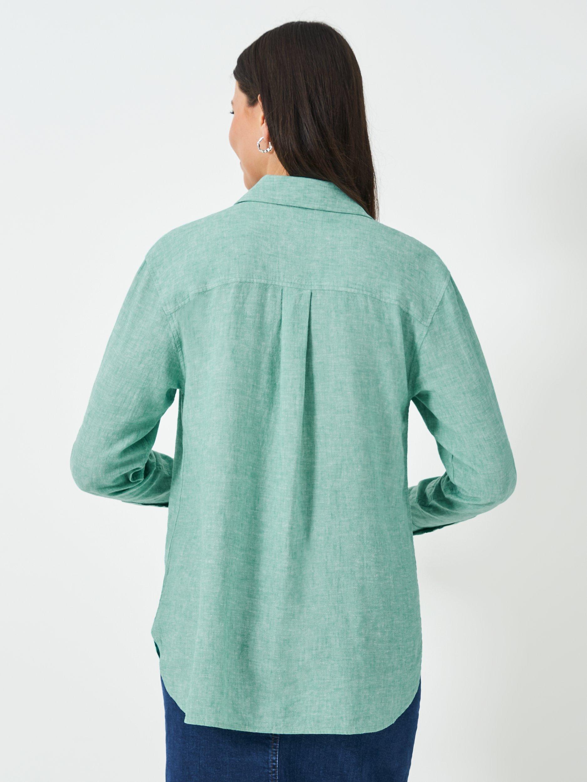 Product image 3 of 4, which shows Crew Clothing Relaxed Fit Linen Rich Shirt, Teal Blue, 6