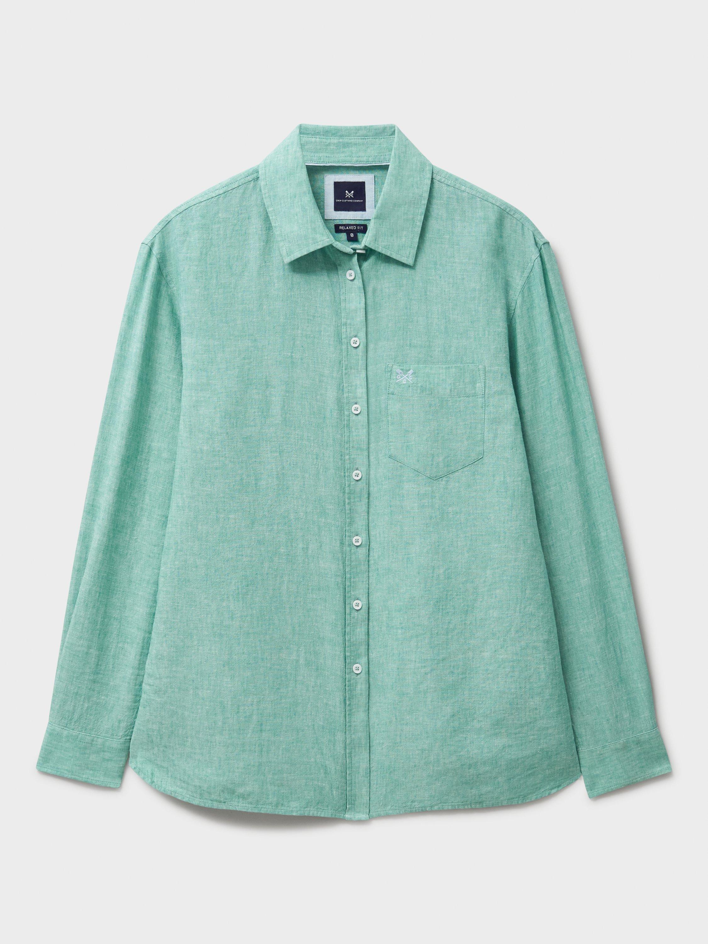 Product image 4 of 4, which shows Crew Clothing Relaxed Fit Linen Rich Shirt, Teal Blue, 6