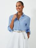 Crew Clothing Relaxed Fit Linen Rich Shirt, Bright Blue