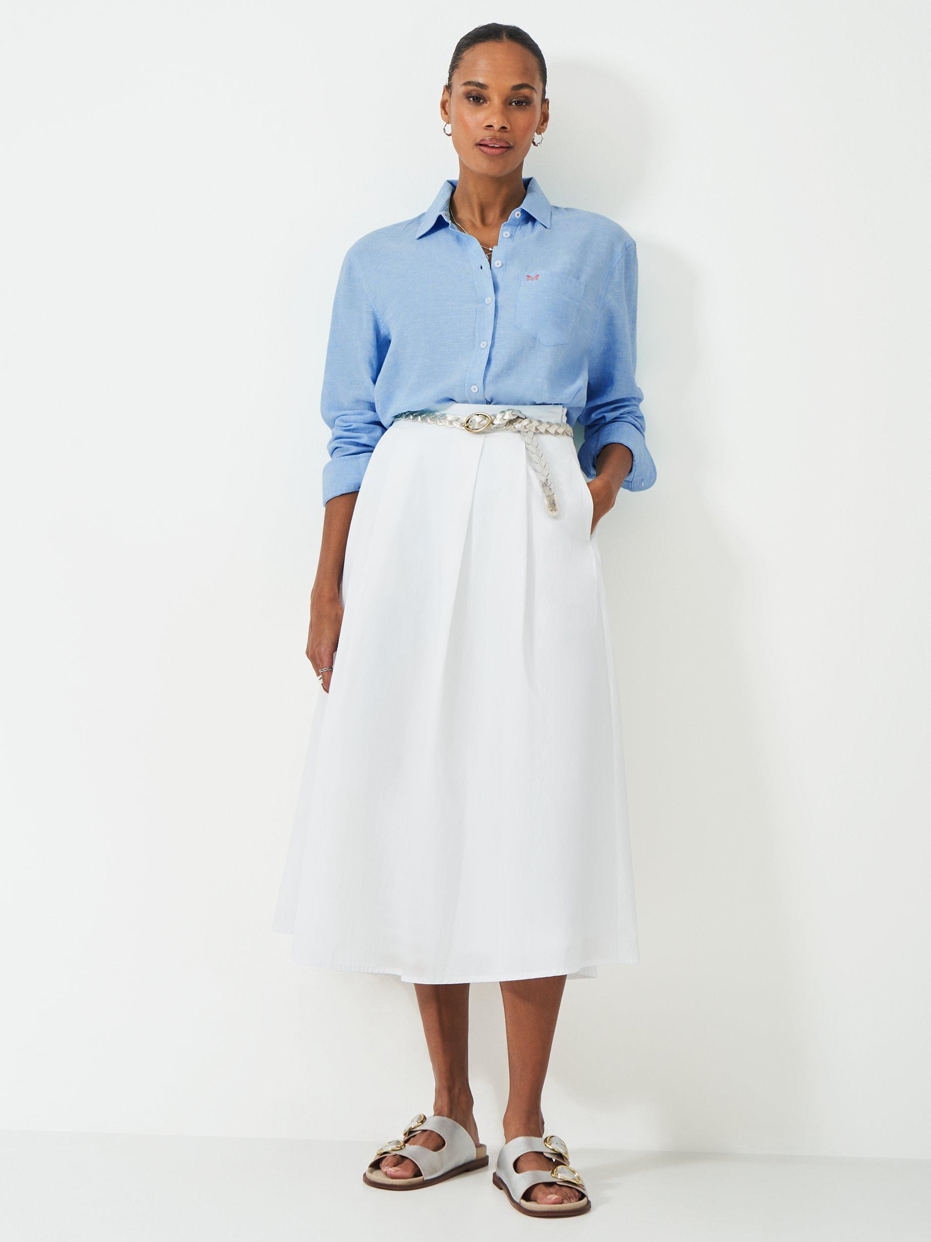 Product image 2 of 5, which shows Crew Clothing Relaxed Fit Linen Rich Shirt, Bright Blue, 6