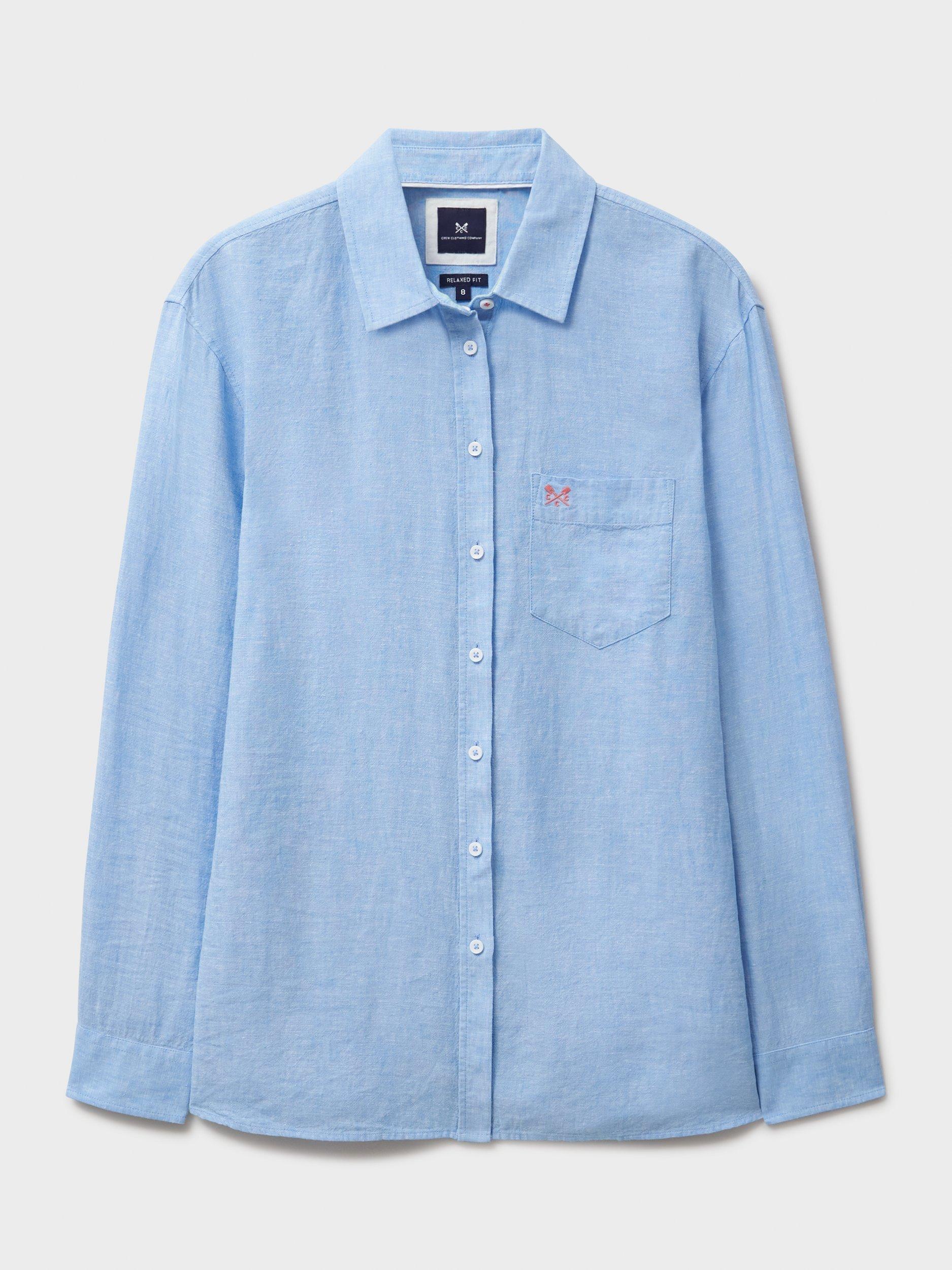 Product image 5 of 5, which shows Crew Clothing Relaxed Fit Linen Rich Shirt, Bright Blue, 6