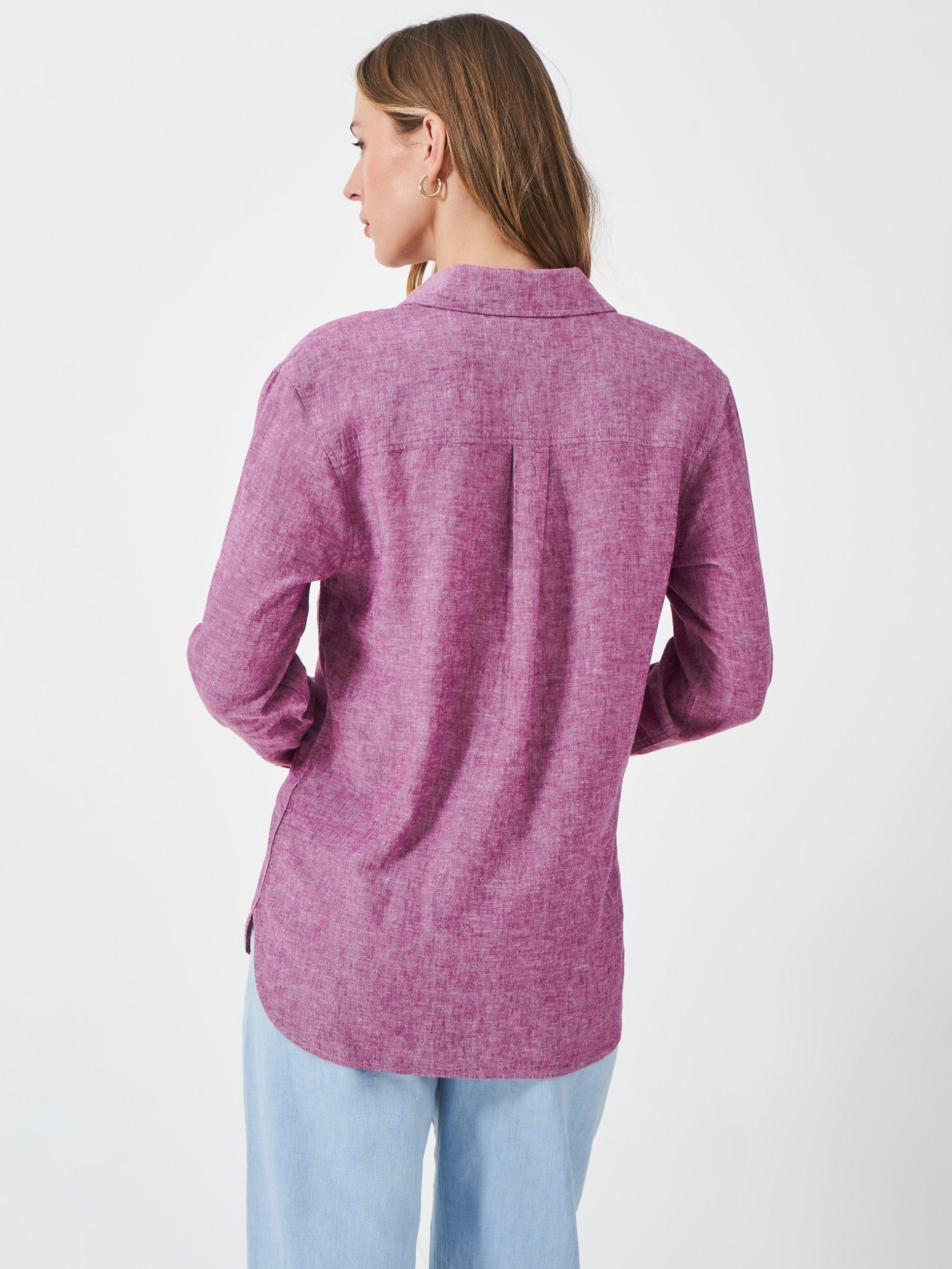 Product image 3 of 5, which shows Crew Clothing Relaxed Fit Linen Rich Shirt, Burgundy, 6