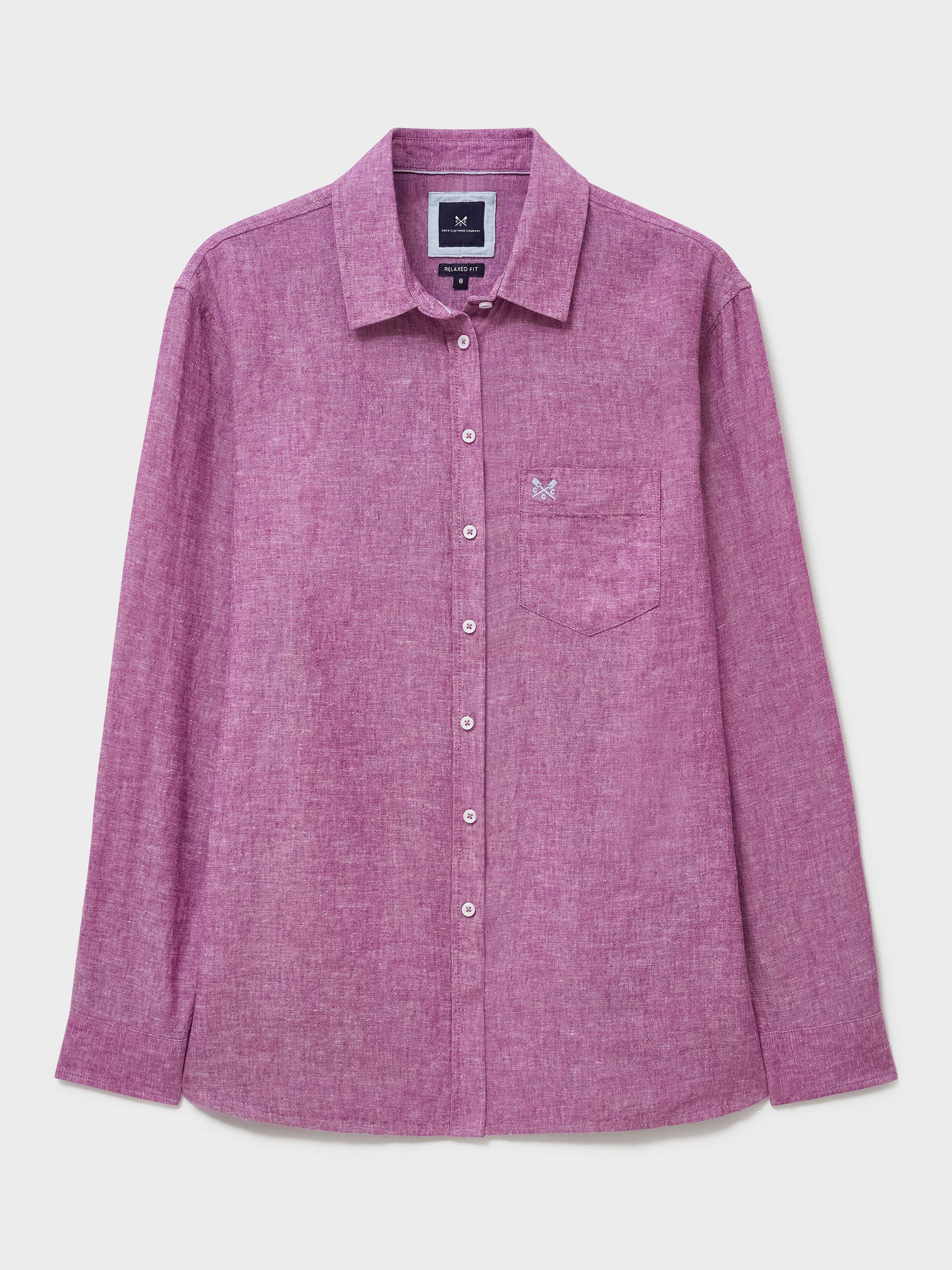 Product image 5 of 5, which shows Crew Clothing Relaxed Fit Linen Rich Shirt, Burgundy, 6