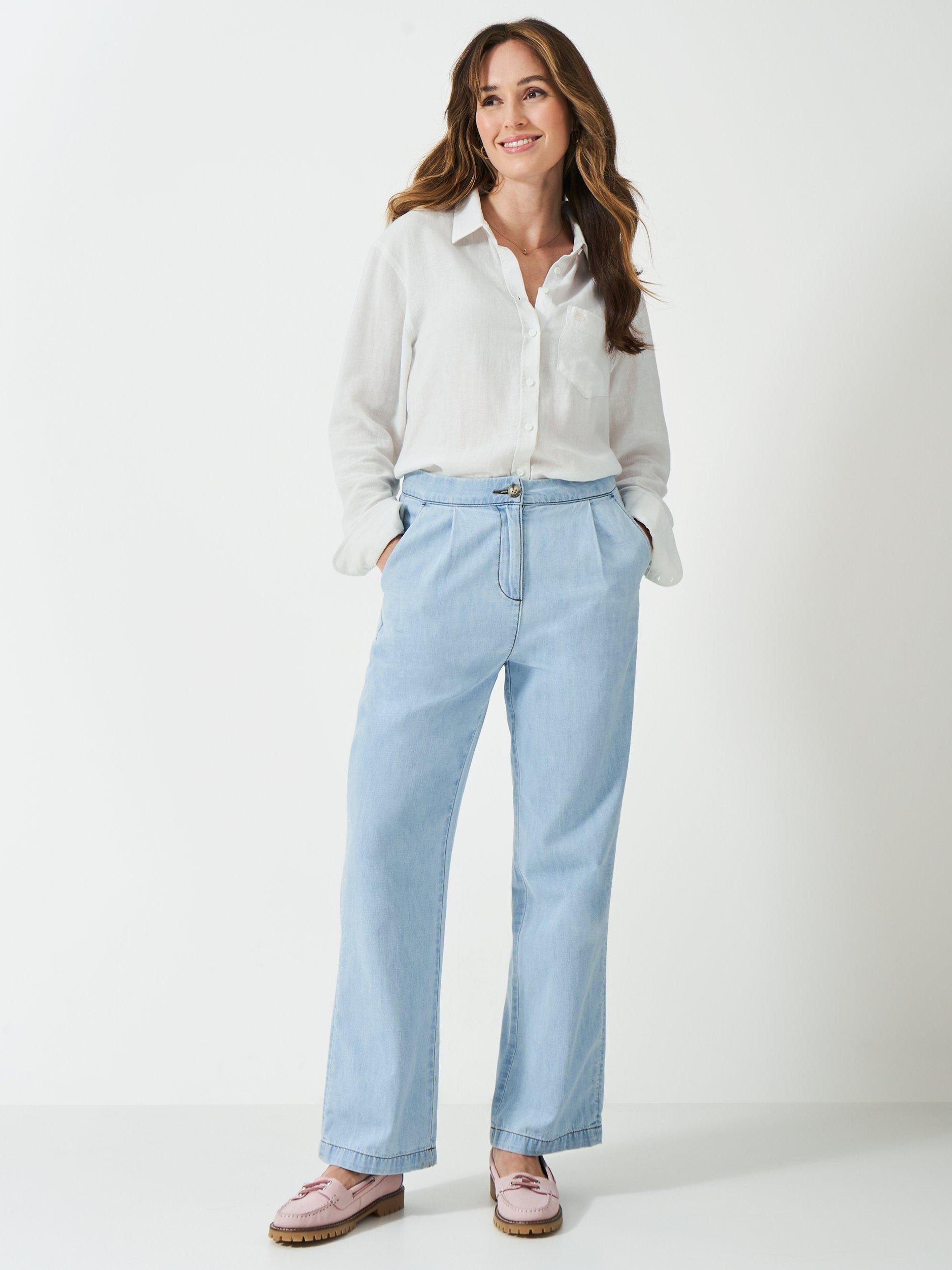 Product image 2 of 5, which shows Crew Clothing Relaxed Fit Linen Rich Shirt, White, 6