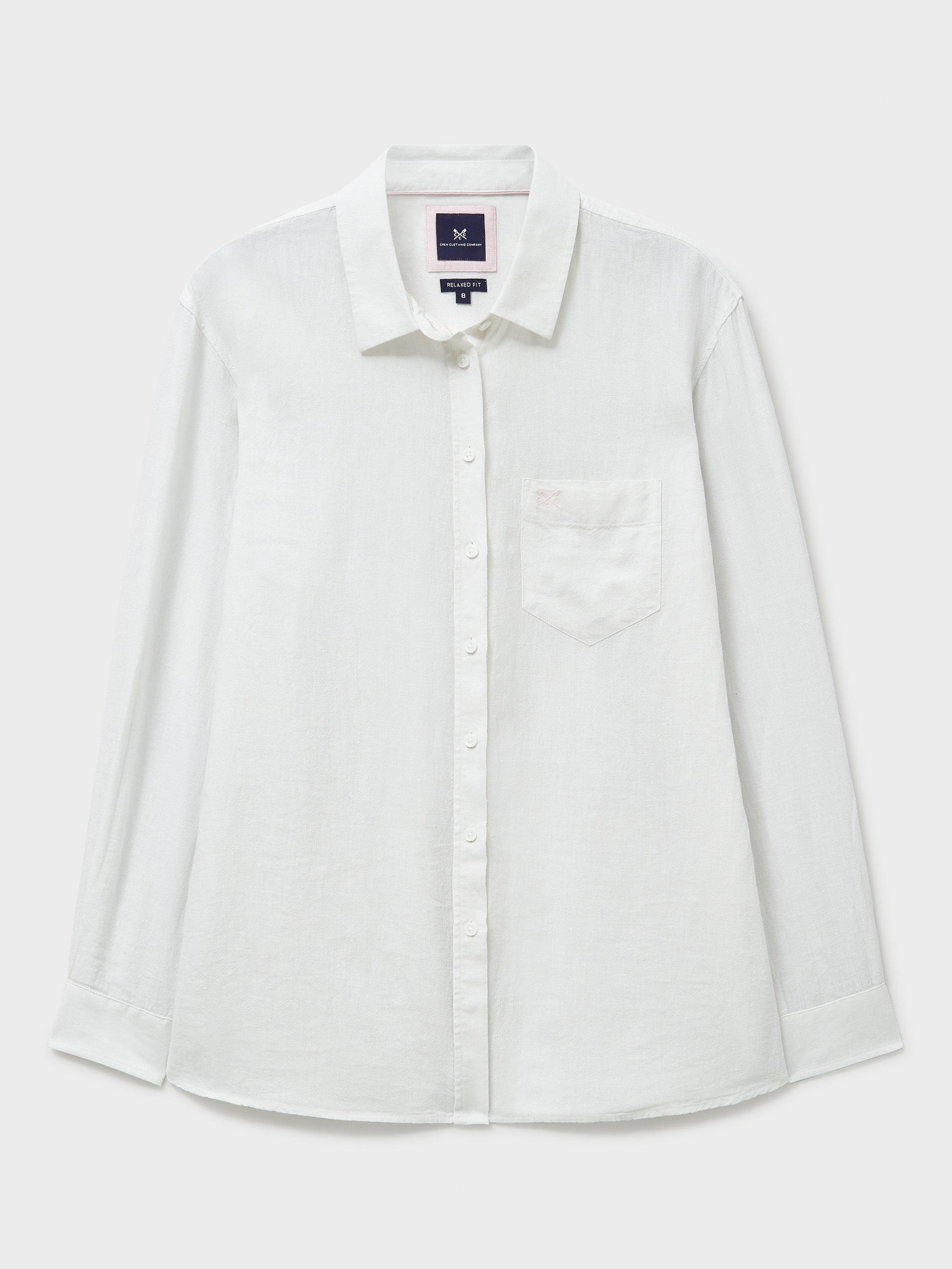 Product image 5 of 5, which shows Crew Clothing Relaxed Fit Linen Rich Shirt, White, 6