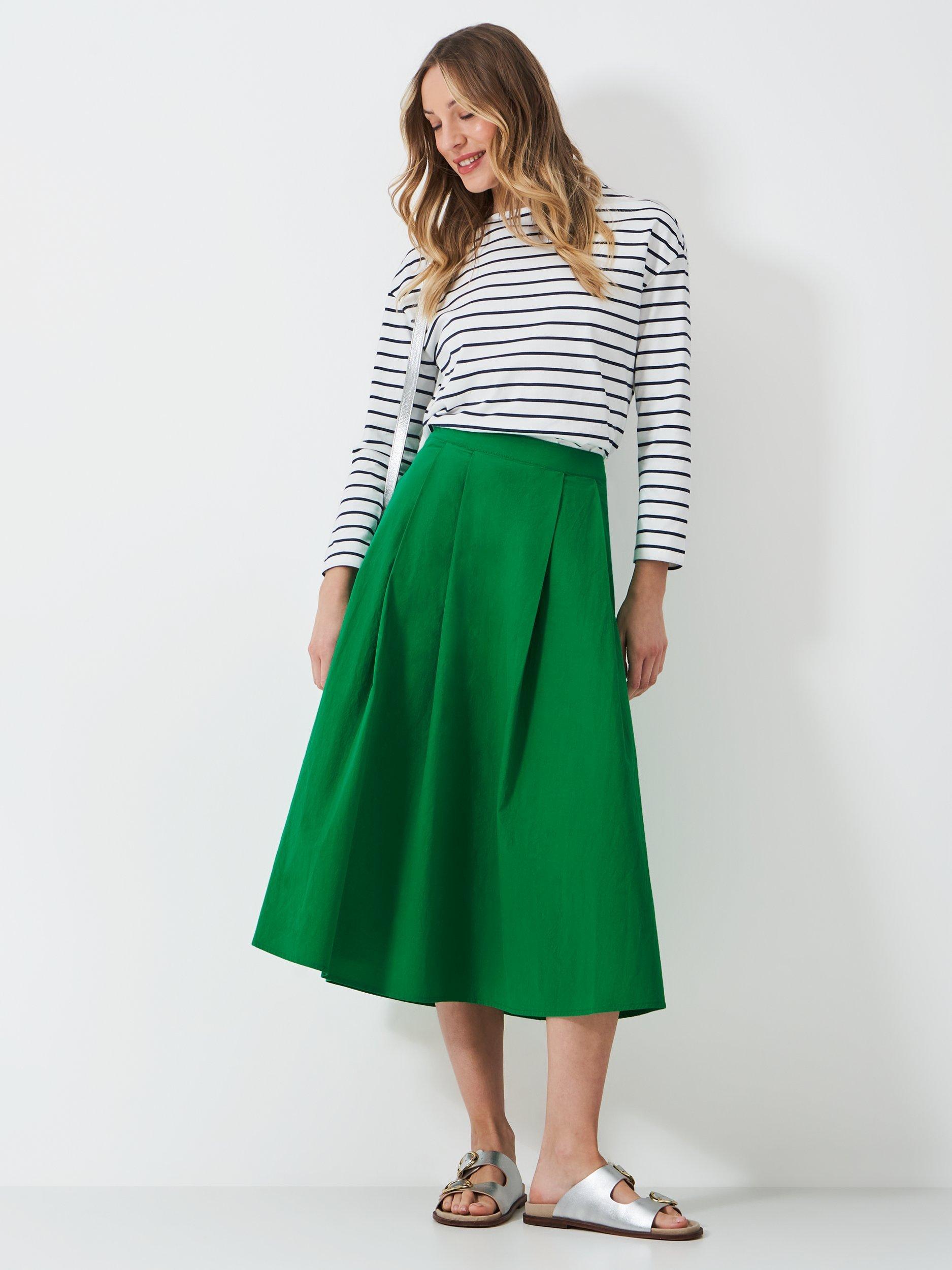 Product image 1 of 5, which shows Crew Clothing Gabby Darted Skirt, Dark Green, 6