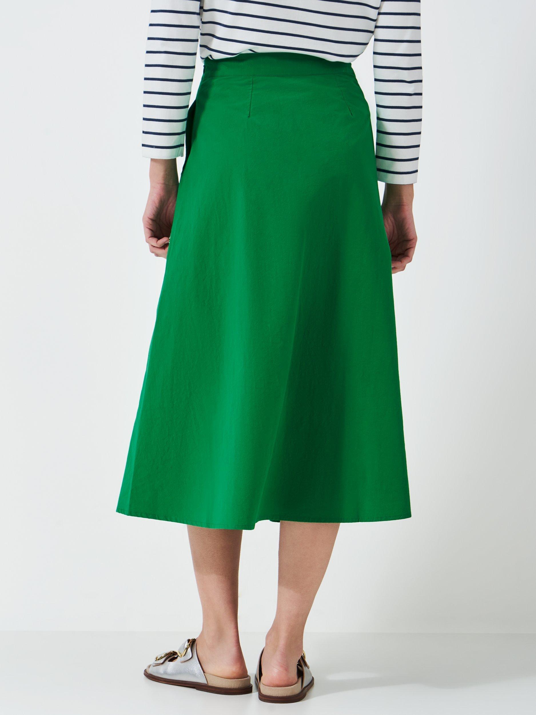 Product image 2 of 5, which shows Crew Clothing Gabby Darted Skirt, Dark Green, 6