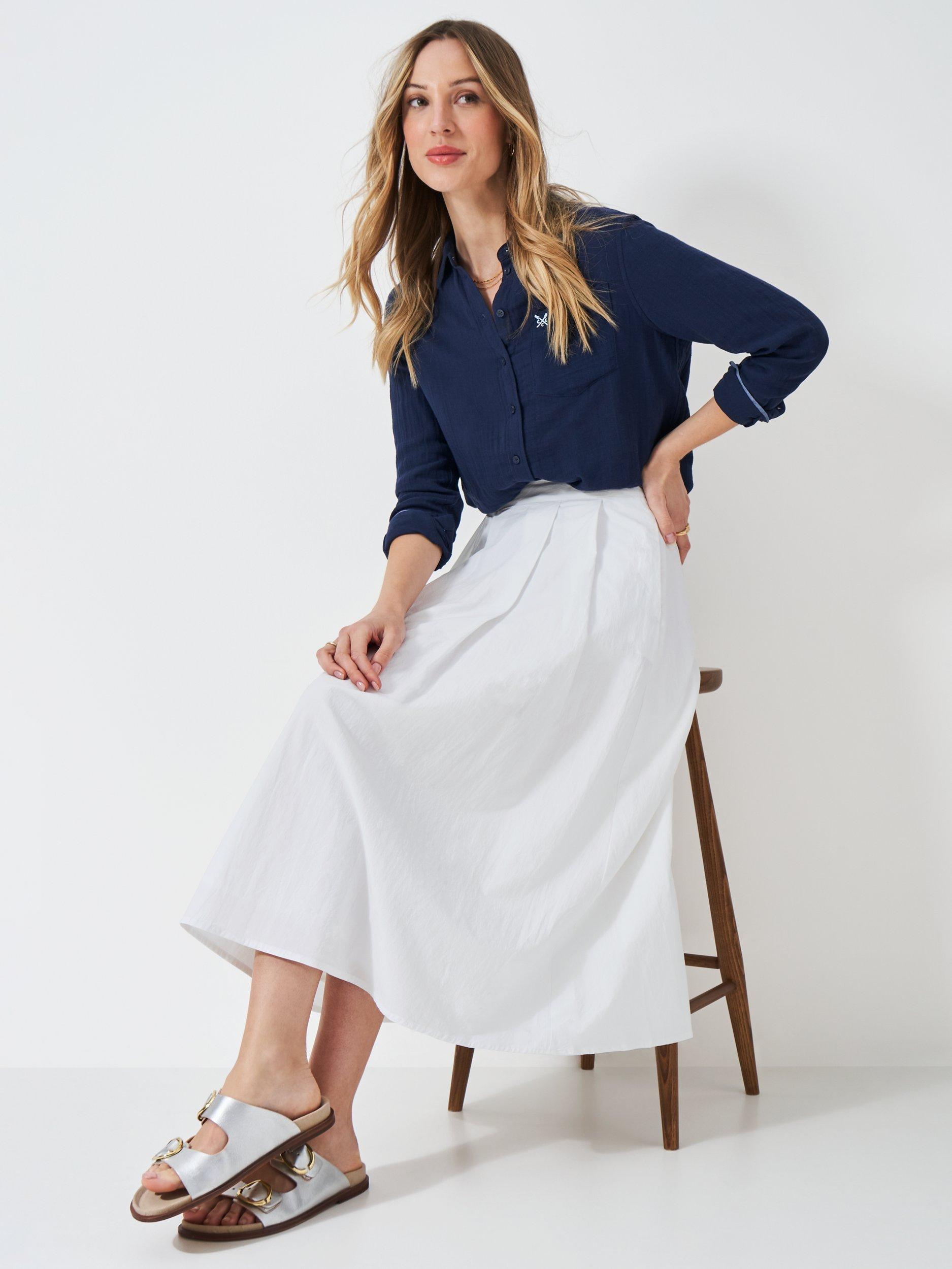 Product image 1 of 5, which shows Crew Clothing Gabby Darted Skirt, White, 6