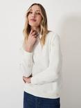 Crew Clothing Broderie Anglaise Sleeve Sweatshirt, White