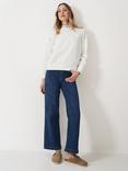 Crew Clothing Broderie Anglaise Sleeve Sweatshirt, White