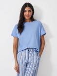 Crew Clothing Relaxed Linen Blend T-Shirt, Bright Blue