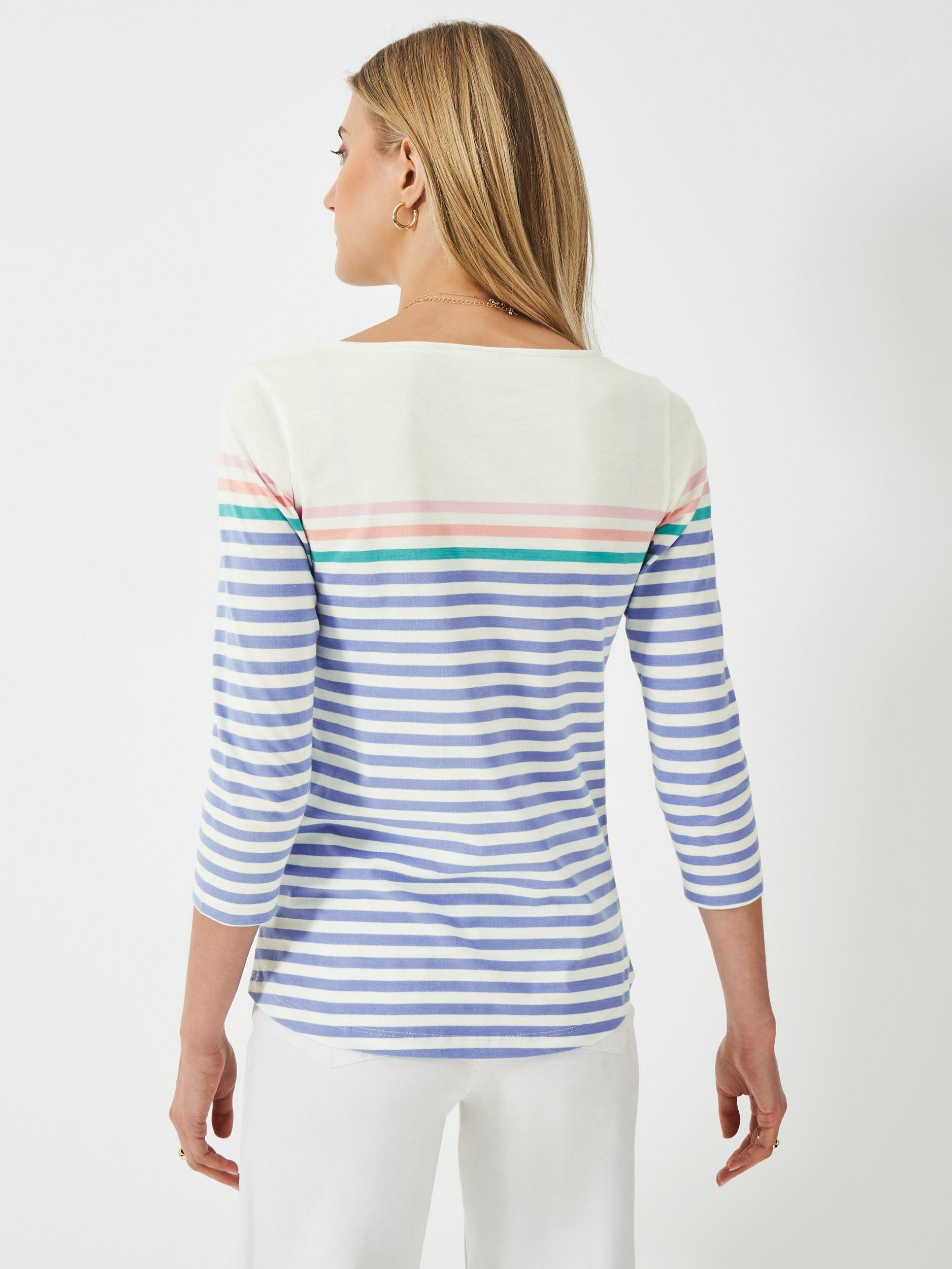 Product image 2 of 5, which shows Crew Clothing Essential Breton Stripe Top, White/Multi, 6