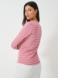 Crew Clothing Essential Breton Stripe Top - view 2, Bright Pink/White