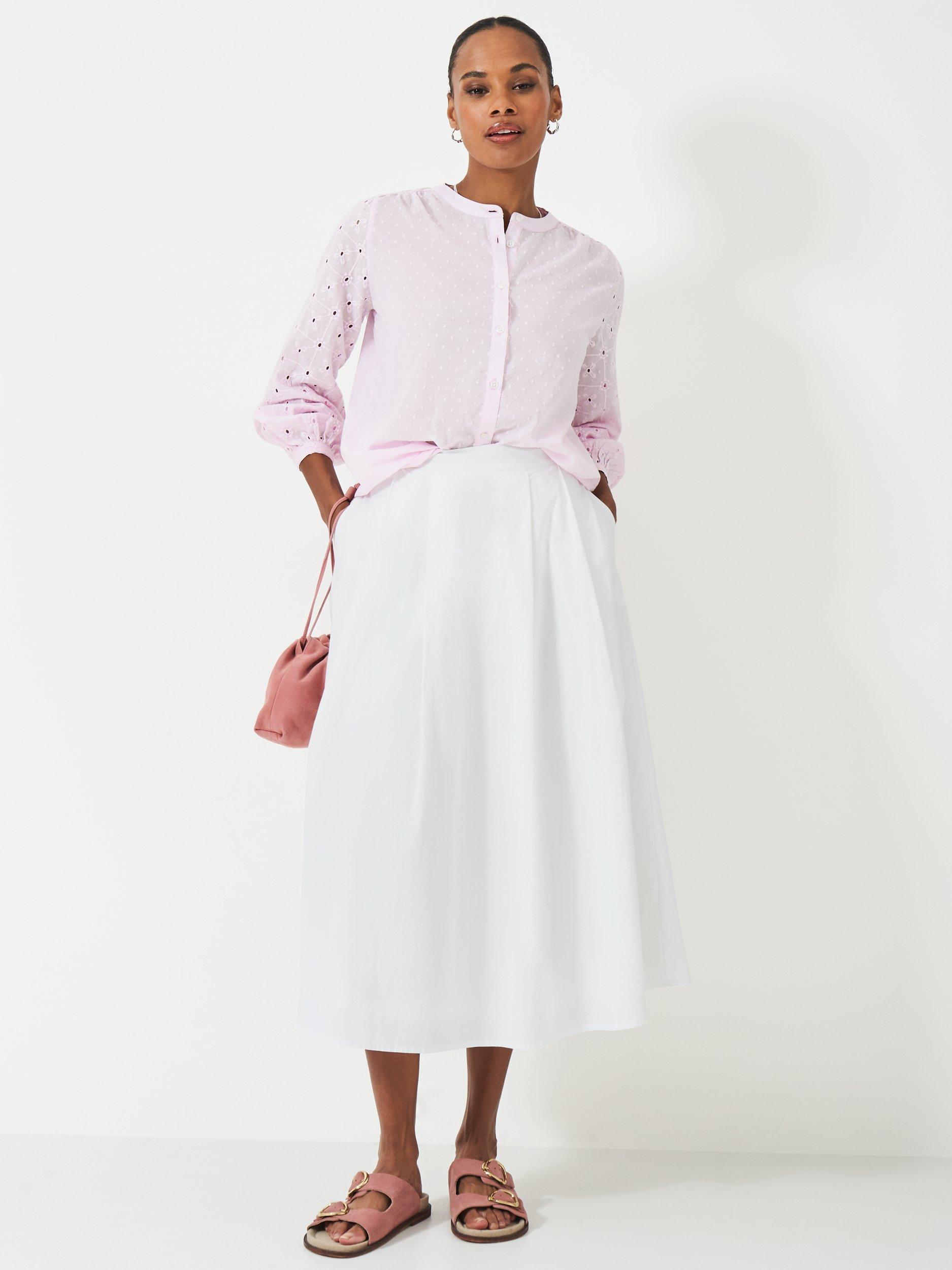 Product image 2 of 5, which shows Crew Clothing Meadow Broderie Anglaise Top, Light Pink, 6