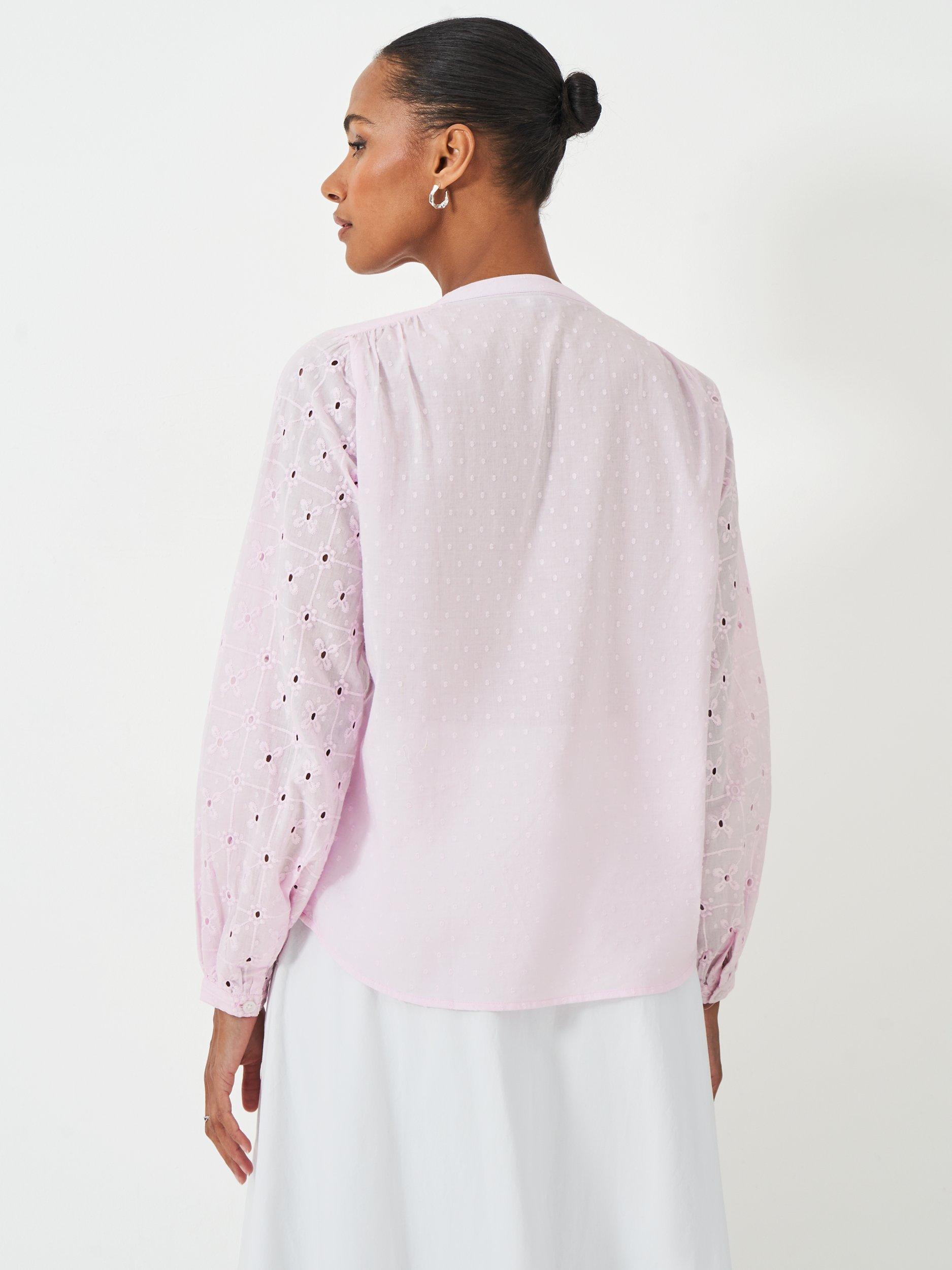 Product image 4 of 5, which shows Crew Clothing Meadow Broderie Anglaise Top, Light Pink, 6