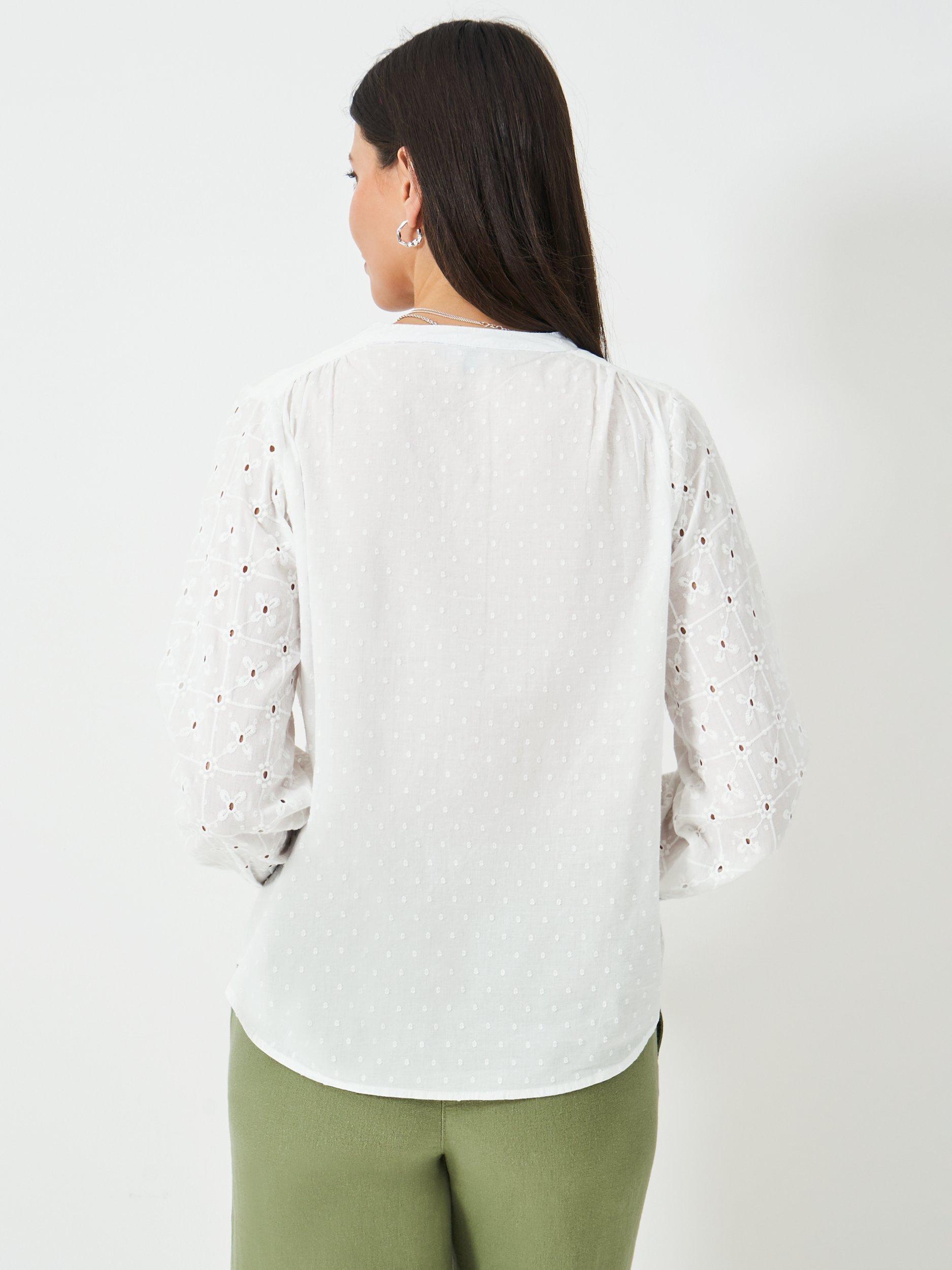 Product image 3 of 5, which shows Crew Clothing Meadow Broderie Anglaise Top, White, 6