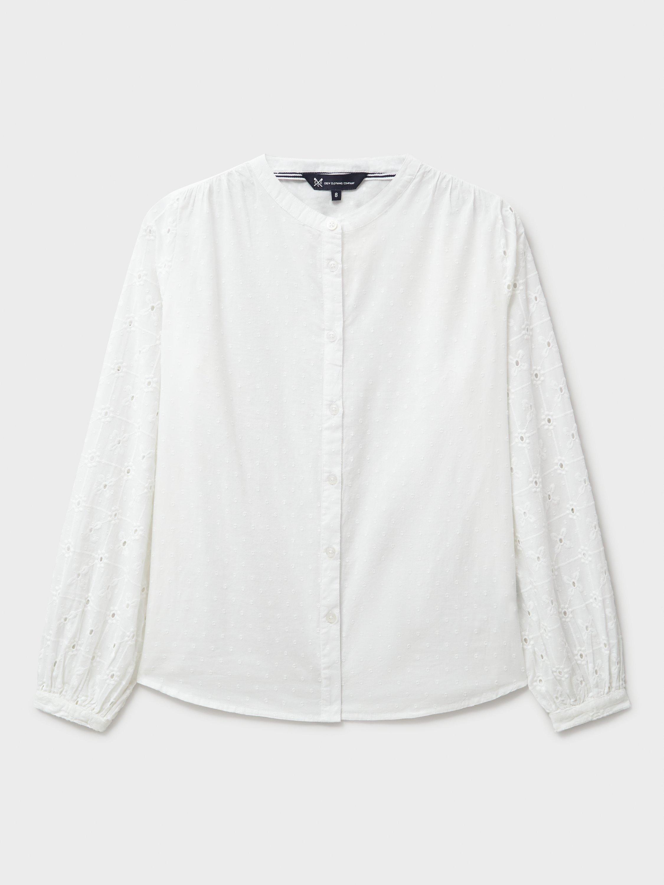 Product image 5 of 5, which shows Crew Clothing Meadow Broderie Anglaise Top, White, 6