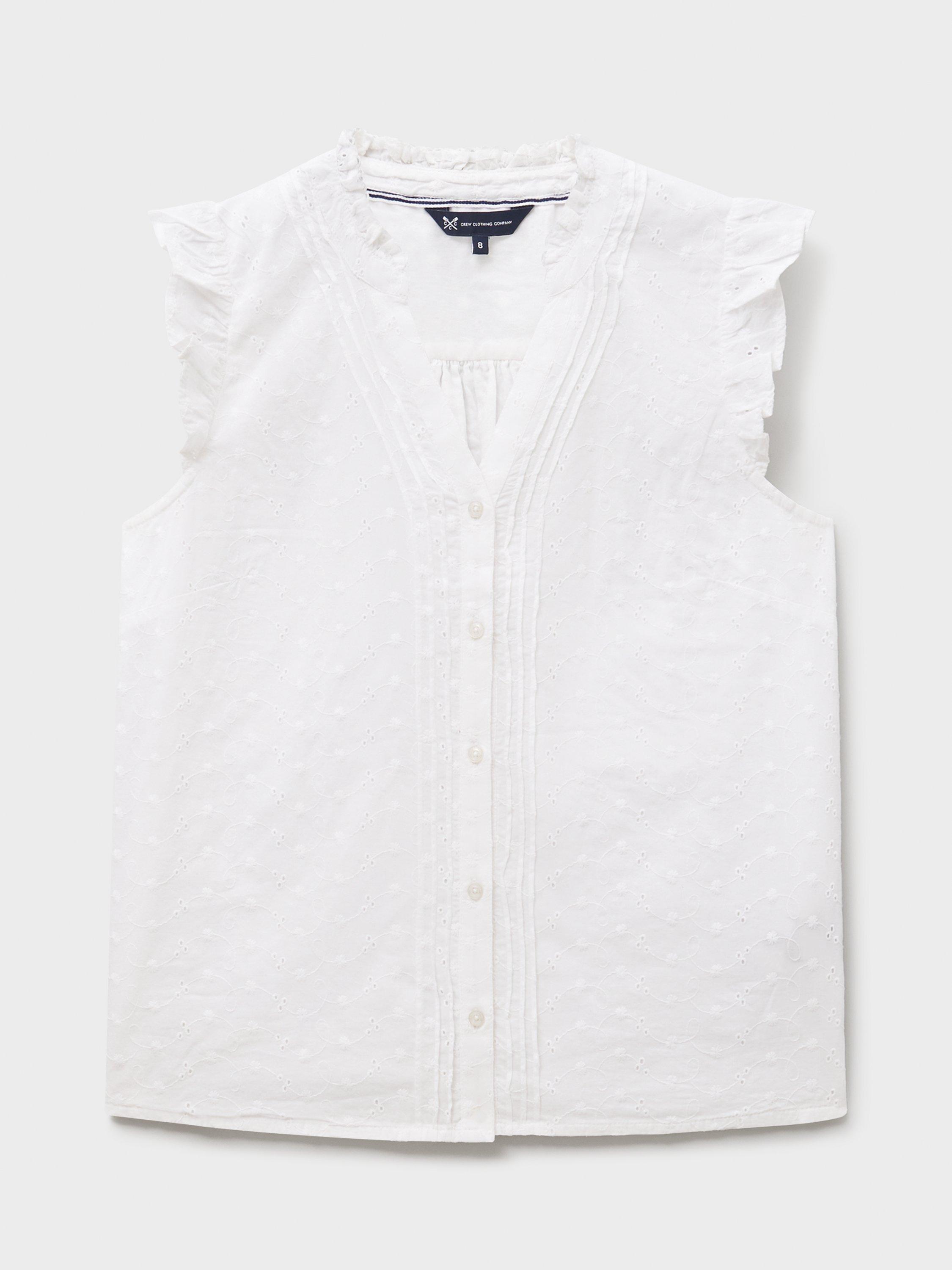 Product image 4 of 4, which shows Crew Clothing Mila Frill Sleeve Shirt, White, 6
