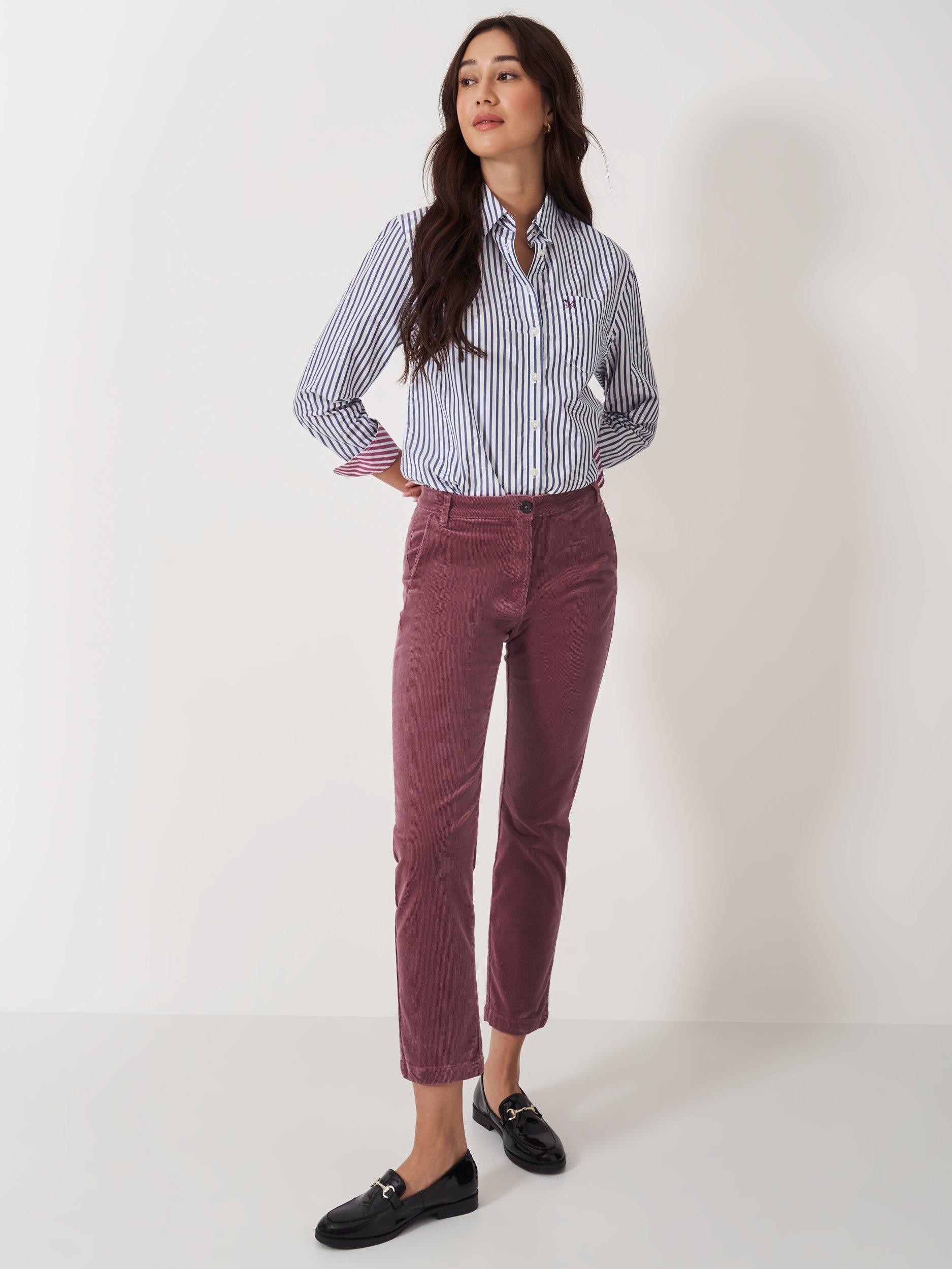 Crew Clothing Tapered Relaxed Corduroy Trousers, Light Pink