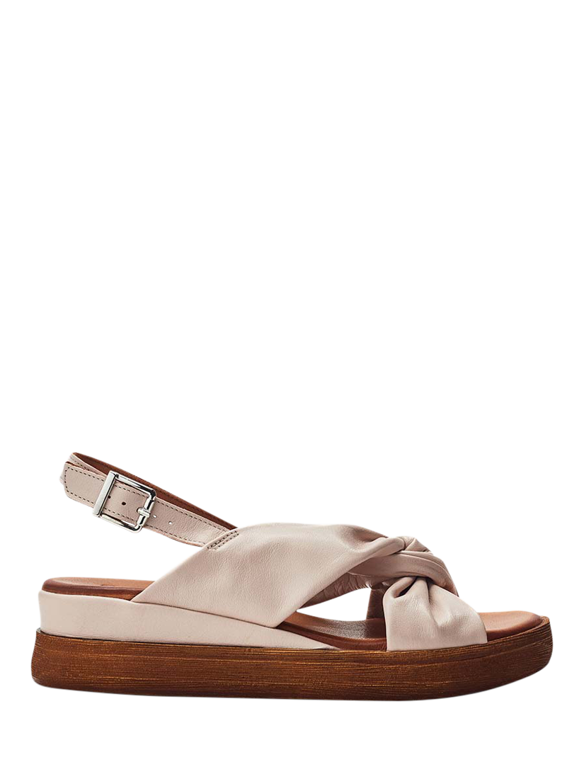 Product image 1 of 4, which shows Moda in Pelle Kalmia Leather Twist Detail Platform Sandals, Cameo, 3
