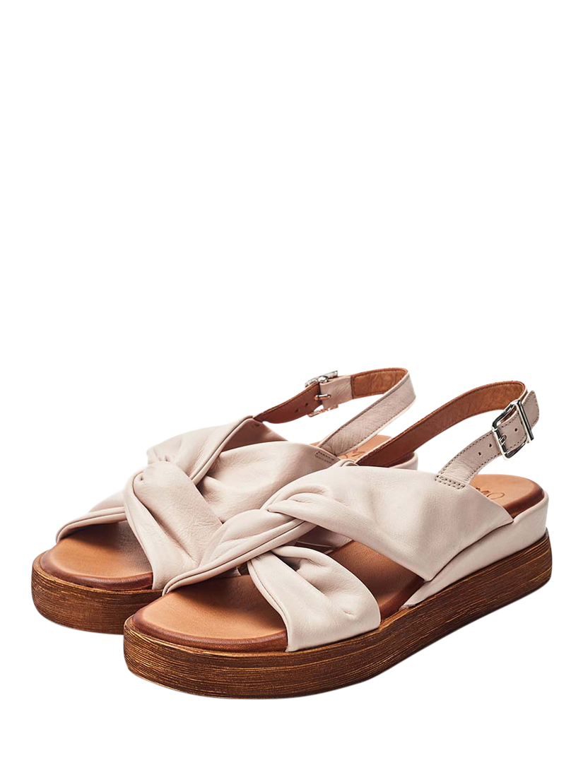 Product image 2 of 4, which shows Moda in Pelle Kalmia Leather Twist Detail Platform Sandals, Cameo, 3