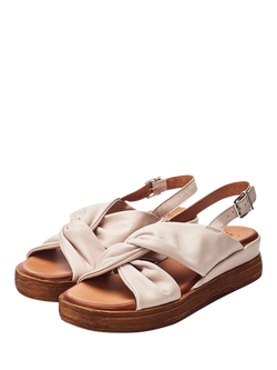 Moda in Pelle Kalmia Leather Twist Detail Platform Sandals - view 2, Cameo