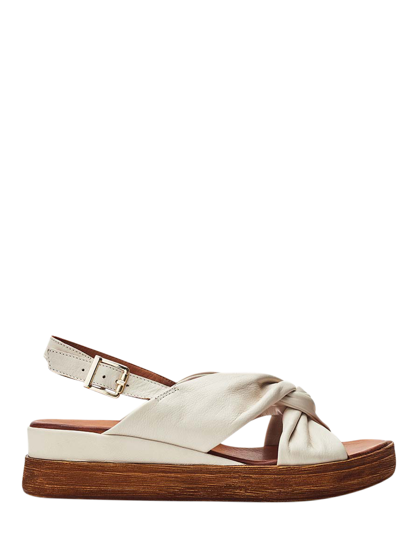 Product image 1 of 4, which shows Moda in Pelle Kalmia Leather Twist Detail Platform Sandals, Off White, 3