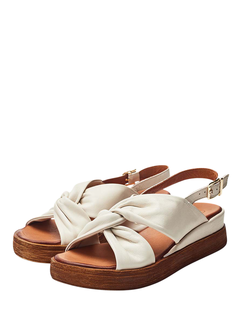 Product image 2 of 4, which shows Moda in Pelle Kalmia Leather Twist Detail Platform Sandals, Off White, 3