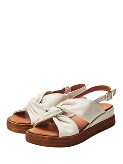 Moda in Pelle Kalmia Leather Twist Detail Platform Sandals - view 2, Off White