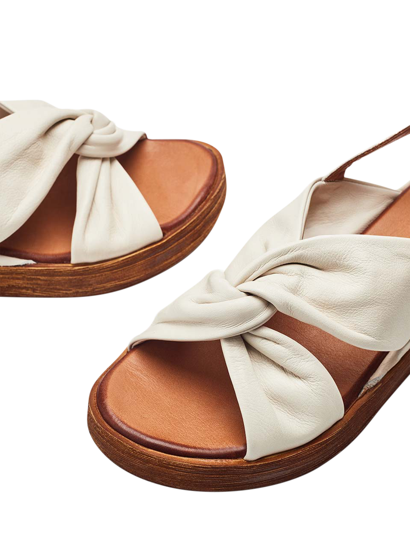 Product image 4 of 4, which shows Moda in Pelle Kalmia Leather Twist Detail Platform Sandals, Off White, 3