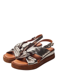 Moda in Pelle Kalmia Leather Twist Detail Platform Sandals, Pewter