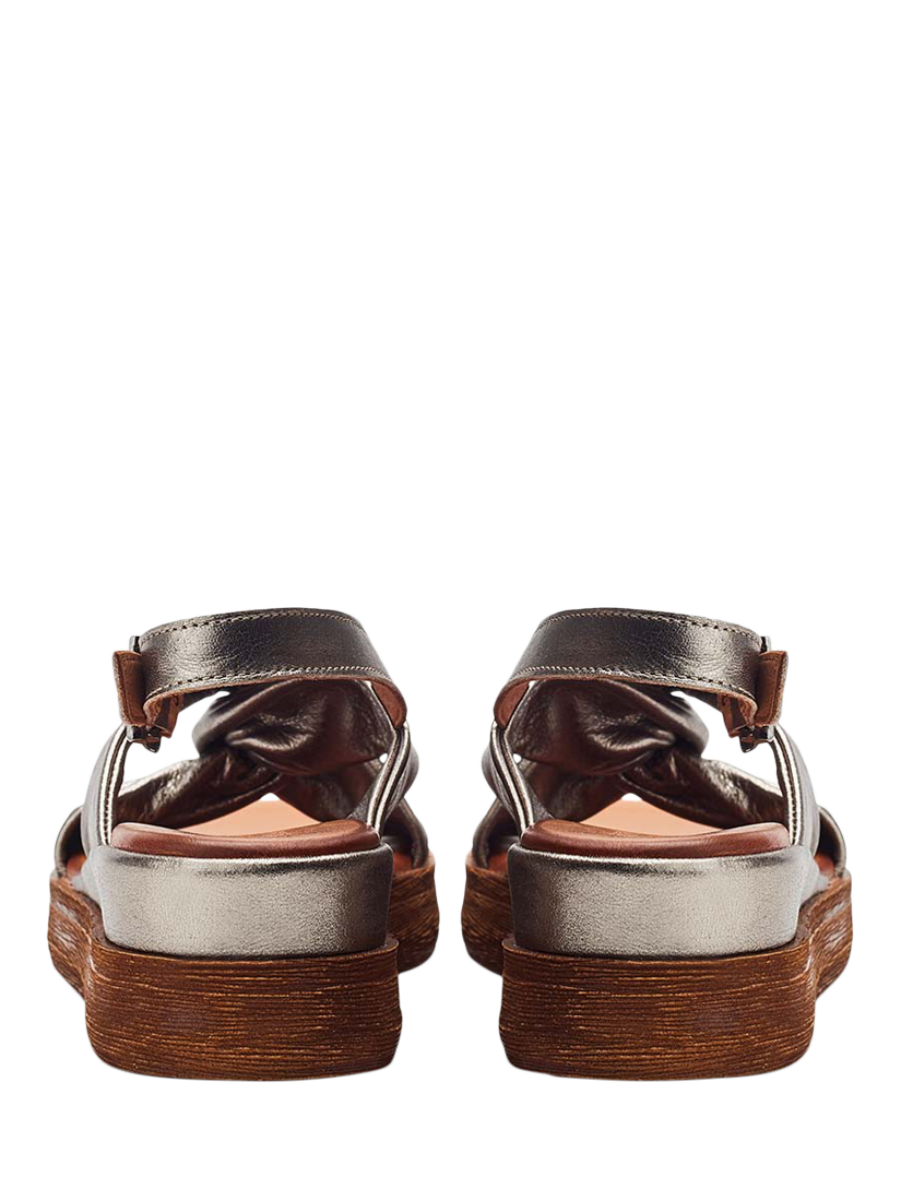 Product image 3 of 4, which shows Moda in Pelle Kalmia Leather Twist Detail Platform Sandals, Pewter, 3