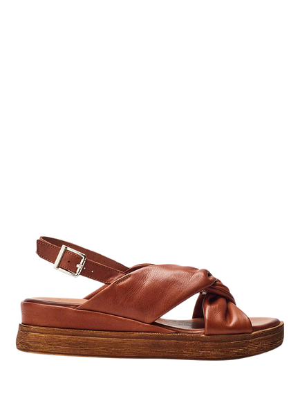 Moda in Pelle Kalmia Leather Twist Detail Platform Sandals, Tan