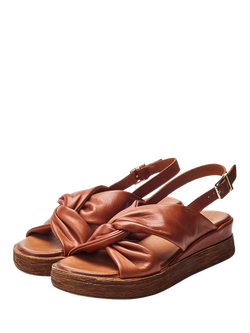 Moda in Pelle Kalmia Leather Twist Detail Platform Sandals - view 2, Tan