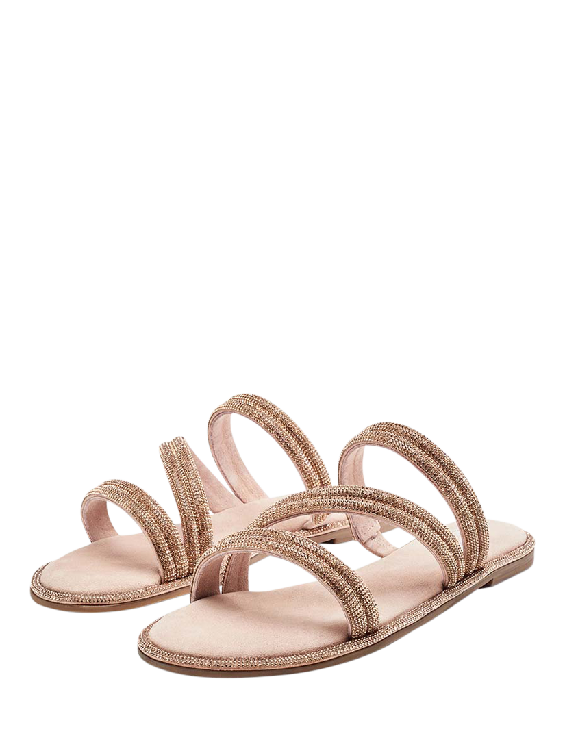 Product image 2 of 3, which shows Moda in Pelle Lilyvalley Embellsihed Strappy Flat Sandals, Rose Gold, 5