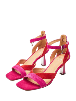 Moda in Pelle Livelia Suede Two-Tone Heeled Sandals - view 2, Pink