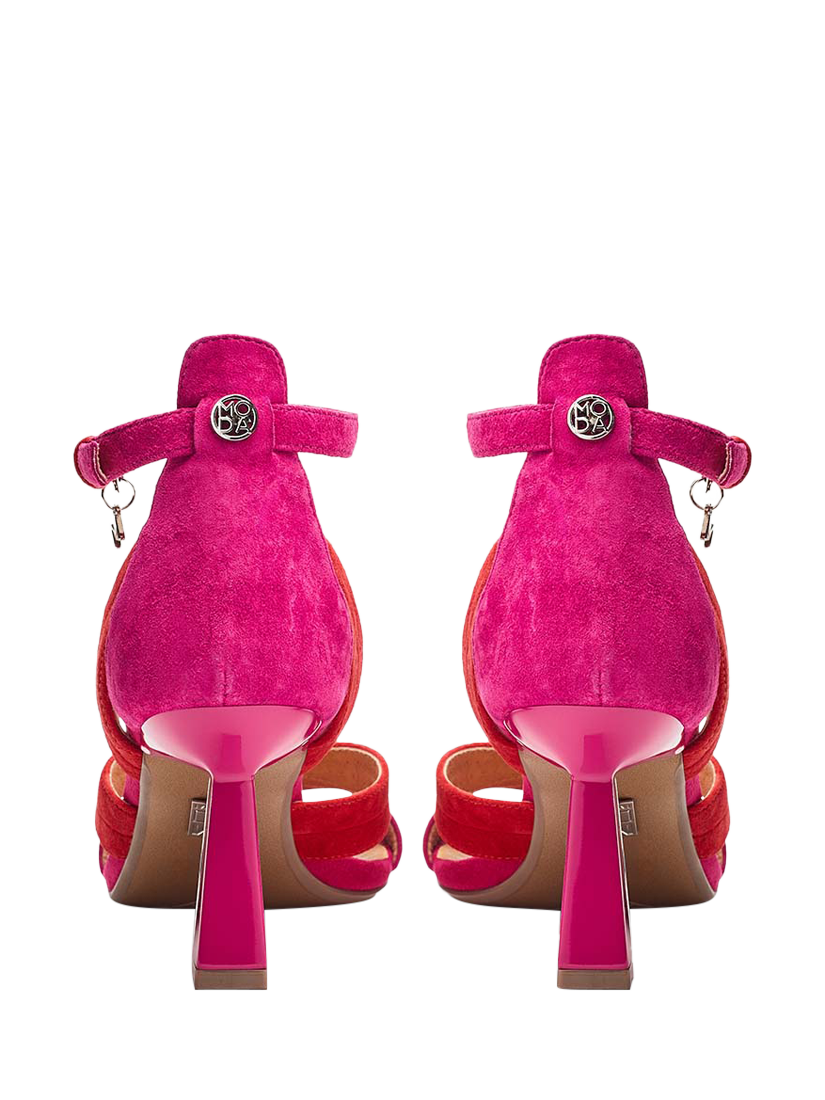 Product image 3 of 4, which shows Moda in Pelle Livelia Suede Two-Tone Heeled Sandals, Pink, 3