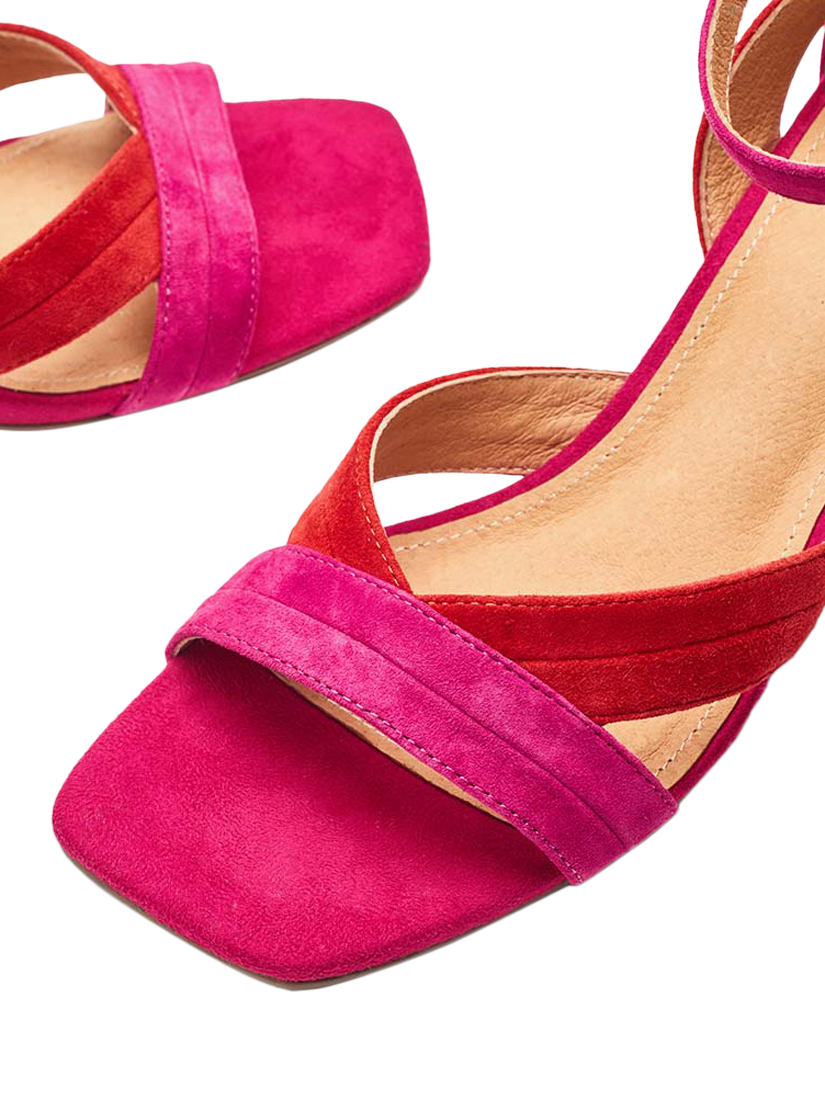 Product image 4 of 4, which shows Moda in Pelle Livelia Suede Two-Tone Heeled Sandals, Pink, 3