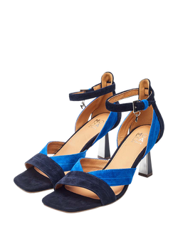 Moda in Pelle Livelia Suede Two-Tone Heeled Sandals - view 2, Cobalt Blue