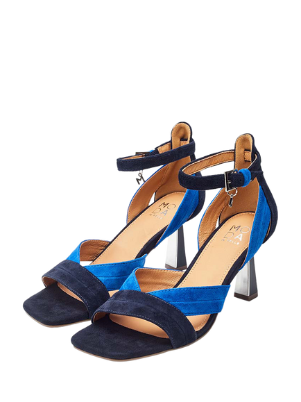 Moda in Pelle Livelia Suede Two-Tone Heeled Sandals - view 2, Cobalt Blue