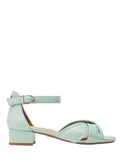 Moda in Pelle Macadamia Leather Twist Front Block Heel Sandals, Sage
