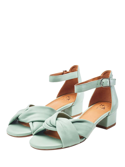 Moda in Pelle Macadamia Leather Twist Front Block Heel Sandals - view 2, Sage