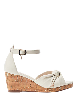 Moda in Pelle Muscari Leather Knot Wedge Heeled Sandals, Off White, Off White