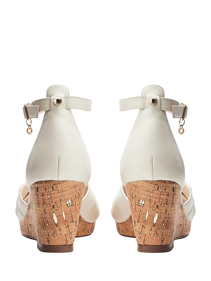 Product image 3 of 4, which shows Moda in Pelle Muscari Leather Knot Wedge Heeled Sandals, Off White, 3