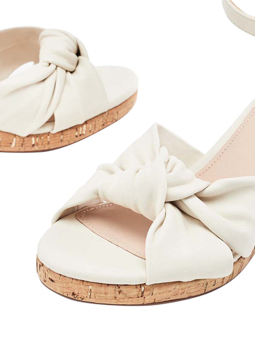 Product image 4 of 4, which shows Moda in Pelle Muscari Leather Knot Wedge Heeled Sandals, Off White, 3