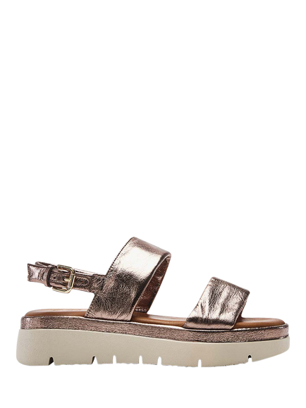 Moda in Pelle Netty Metallic Leather Flatform Sandals, Pewter, Pewter