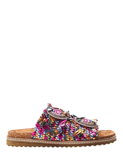 Moda in Pelle Olisia Metallic Woven Leather Embellished Buckle Sandals, Multi, Multi